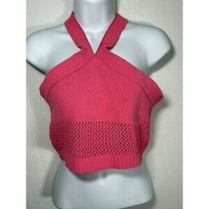 ZARA Bandeau Crochet Halter Crop Top Boho Barbie‎ Pink Festival Summer Small